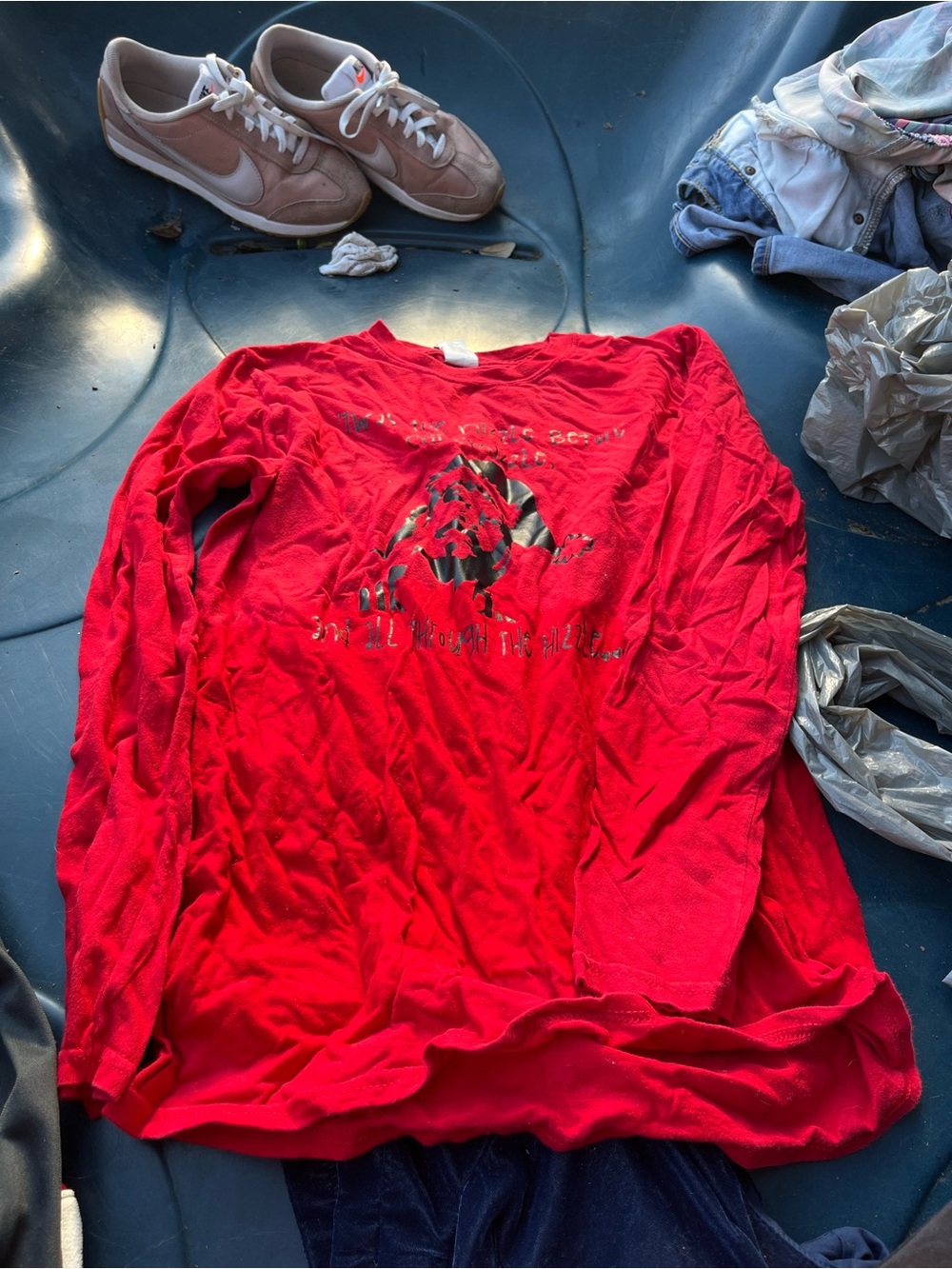 Red Graphic Long Sleeve Shirt
